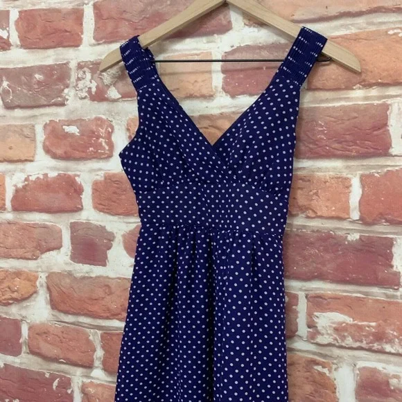 Gap Dress Women's Size 0 Blue White Polka Dot Sleeveless Casual Zip Up - Picture 3 of 8